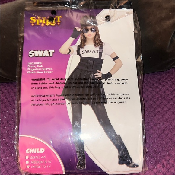 Spirit SWAT Kids Costume - Black Large 12/14 new in bag - Picture 1 of 5